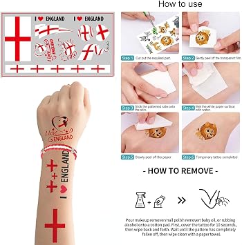2026 England Soccer Fan Kit - Face Paint Sticks, Flag Scarf, Hairy Headband, Wristband, Soccer Horns, Temporary Tattoo for Soccer, Football, Rugby, Baseball, Game Day, Watch Parties