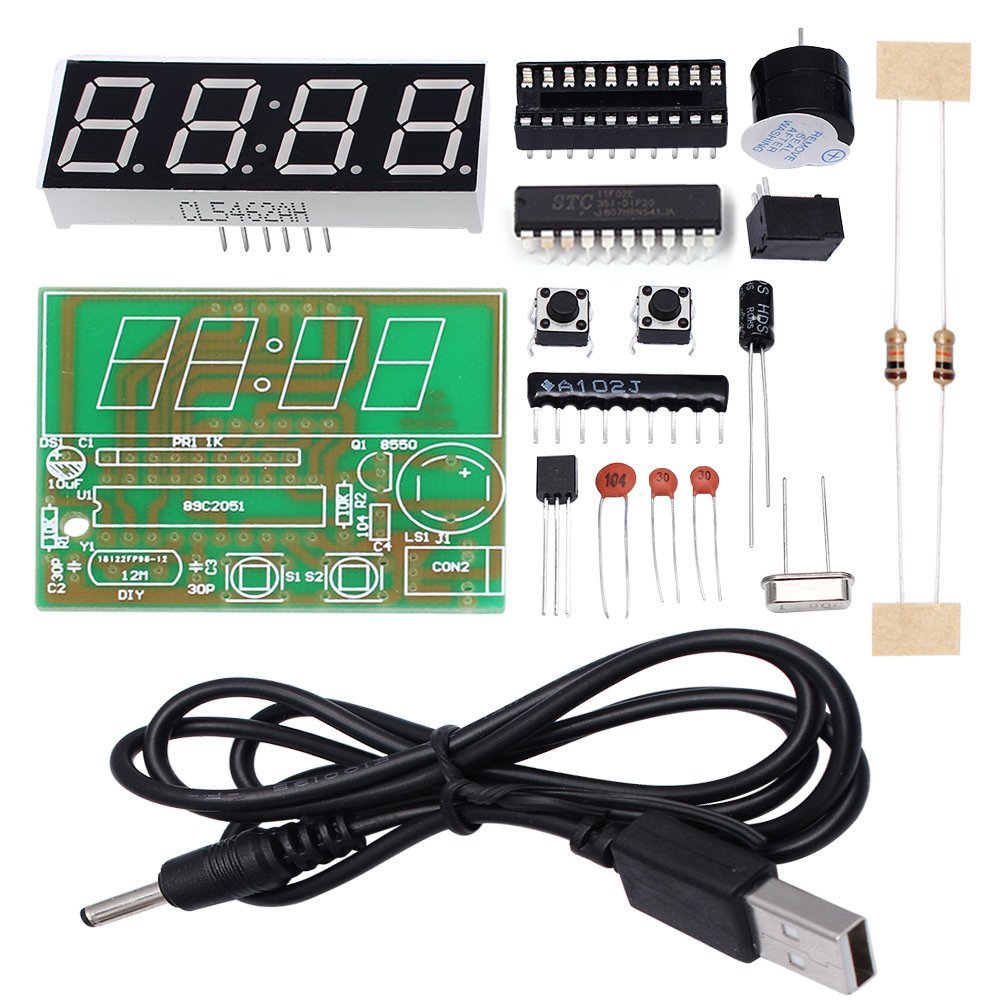 WHDTS 2 Pack, 4-Digit Digital Clock Kits With Pcb For Soldering Practice Learning Electronics With English Instructions