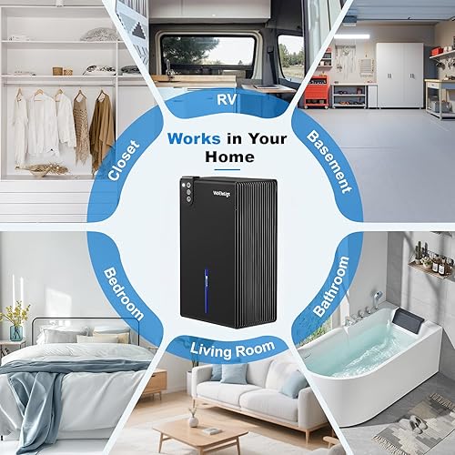 Miniatura 8 de Deshumidificadores para el hogar de 1000 pies cuadrados, tanque de agua de 85 onzas, deshumidificadores para baño, sótano, dormitorio, armario,