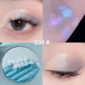 Glitter Eyeshadow Palette - 2-in-1 Multichrome Metallic Shimmer - Highly Pigmented Aurora Eye Powder Long Lasting Holographic & Duochrome Chameleon Effect Highlighter & Eyeshadow (S30#)