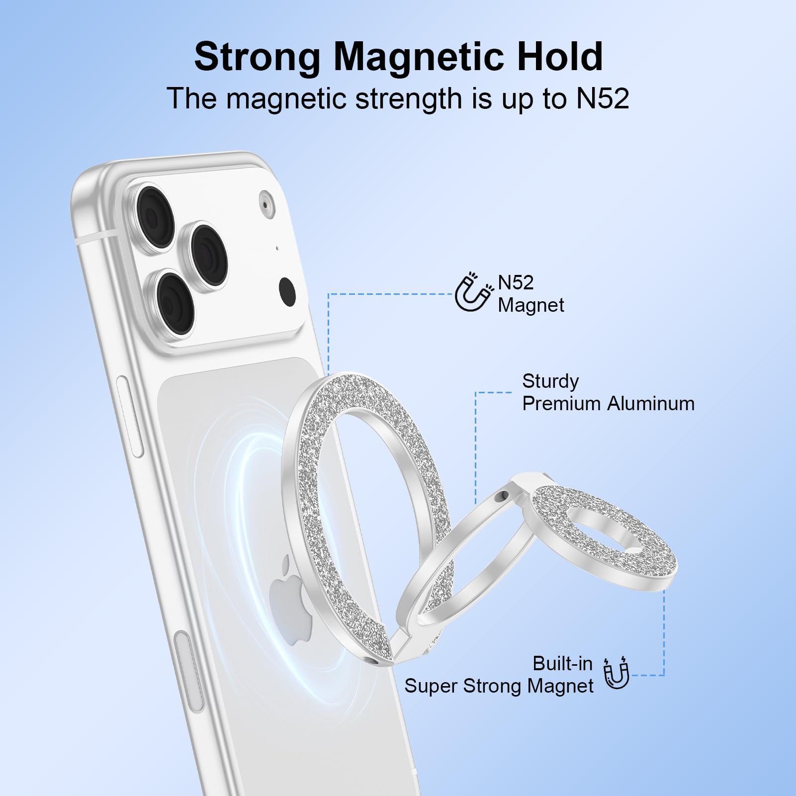 Supporto ad anello magnetico per MagSafe per iPhone 17 Pro 16 15 14 13 12, supporto ad anello per Samsung S26 S25 S24 S23 S22 A17 A16 A56 A55 A36 con accessori MagSafe