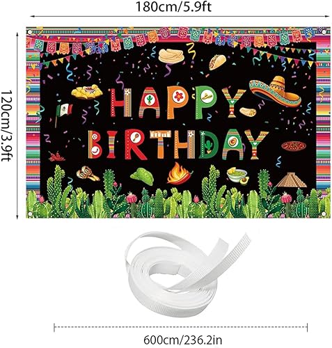 Miniatura 4 de Fondo de fiesta mexicana con temática de fiesta de cumpleaños, decoraciones de fiesta mexicana, decoraciones de fiesta de carnaval del Cinco de Mayo