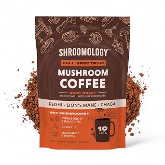 360 Nutrition Instant Mushroom Coffee with Reishi, Lions Mane, Chaga Superfood Mushrooms for Natural Energy, Focus and Immunity | Dark Roast, No Added Sugar 5 oz Full Spectrum