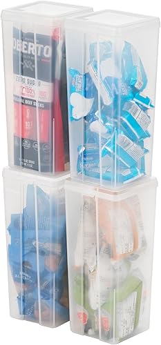 Miniatura 13 de IRIS USA - Contenedores de almacenamiento verticales de plástico con tapa abatible para despensa, hogar, oficina, organización, tamaño mediano,