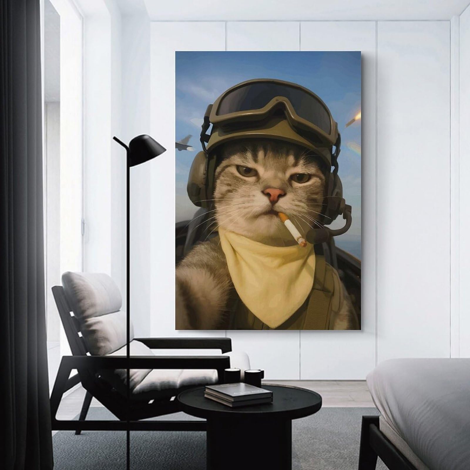Junmoney Wall Art Print War Cat, 08x12inch(20x30cm), for Bedrooms, Workspaces And Everyday Interiors, Stylish Home Artwork for Focal Walls