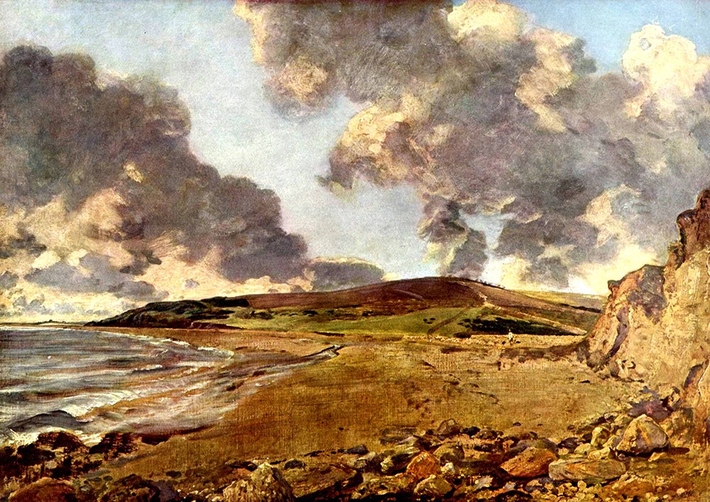 Cuadro de paisaje John Constable Bright Landscape pequeño mate con marco