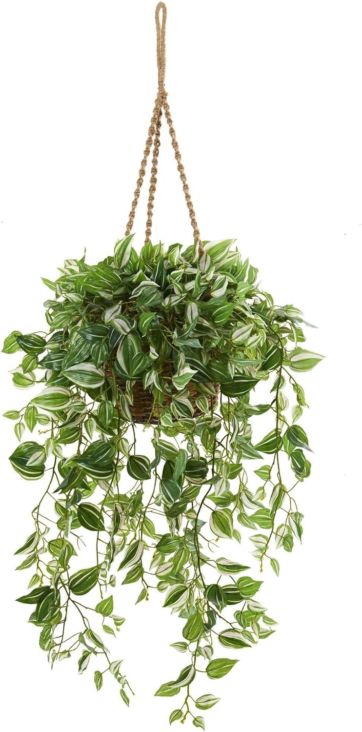 Nearly Natural 51in. Wandering Jew Artificial Plant in Hanging Basket (Real Touch)