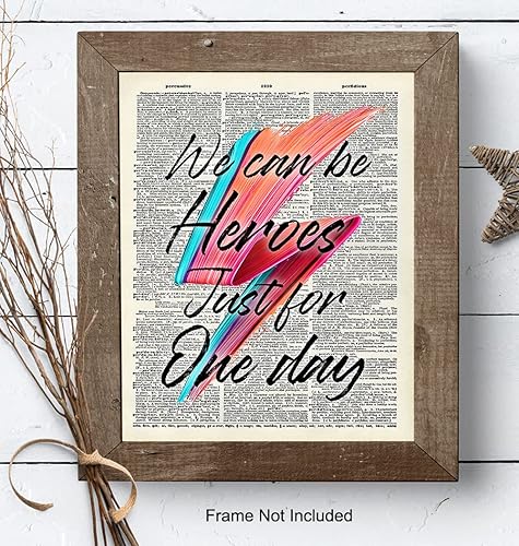Vista 9 de David Bowie Lyrics Upcycled Dictionary Wall Art Decor Print - 8x10 Home Decoration Poster for Bedroom, Game Room, Man Cave - Gift for Ziggy