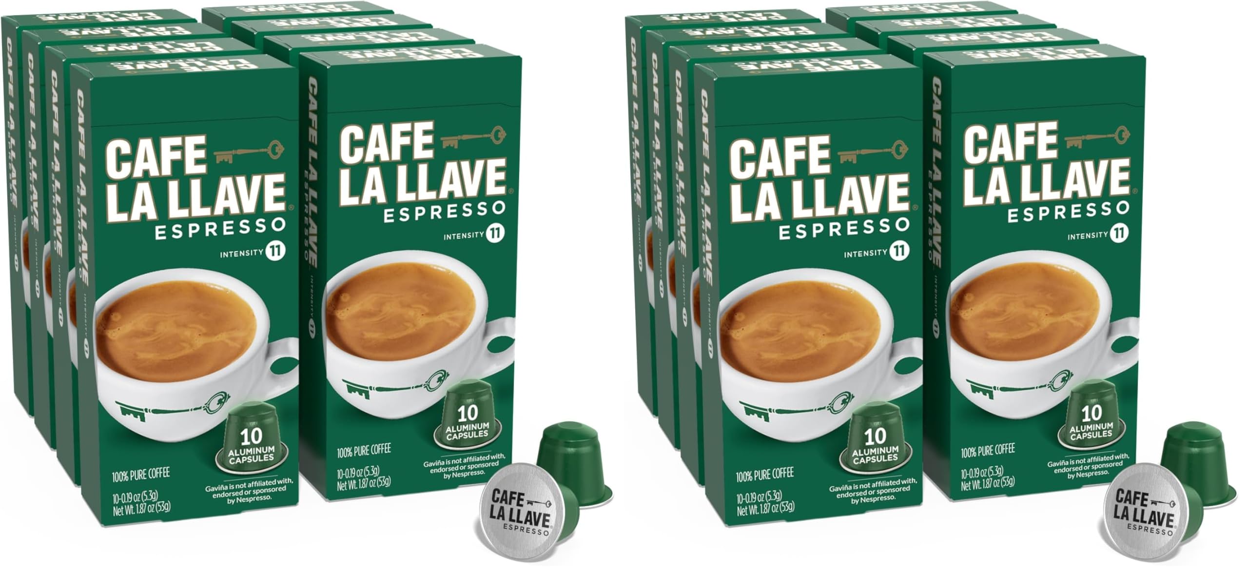 Cafe La Llave Latin Style Espresso Pods Dark Roast Compatible with Nespresso Original Line Aluminum Capsules 80 Count