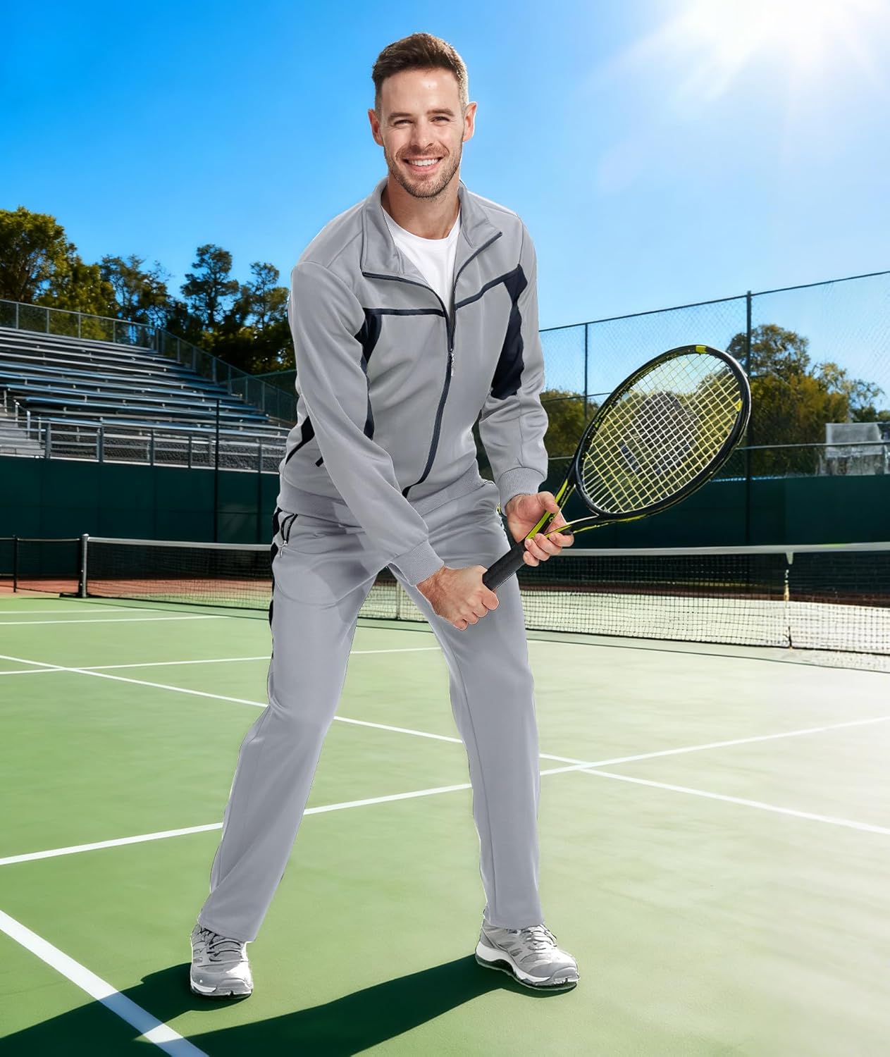 Little Beauty Men's Tracksuits Casual Sweat Track Suits Full Zip 2 Pieces Sweatsuits Long Sleeve Jogging Workout Sports Set - Image 6