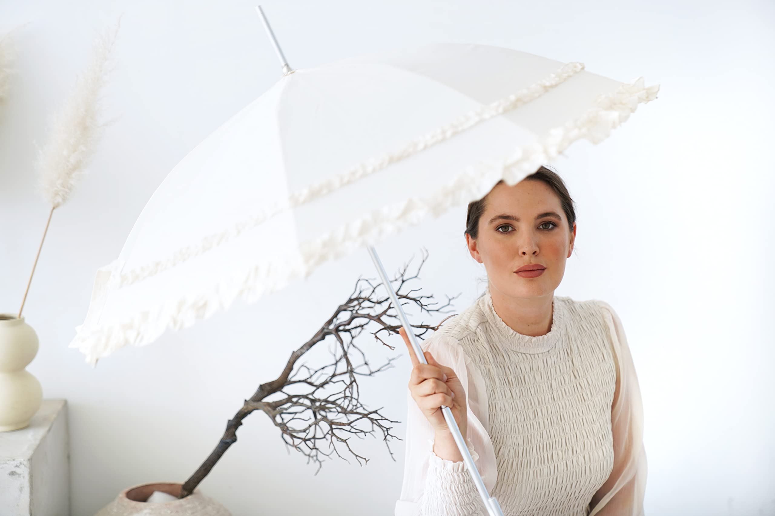 VON LILIENFELD Regenschirm Sonnenschirm Hochzeitsschirm Rüschen Automatik MARY