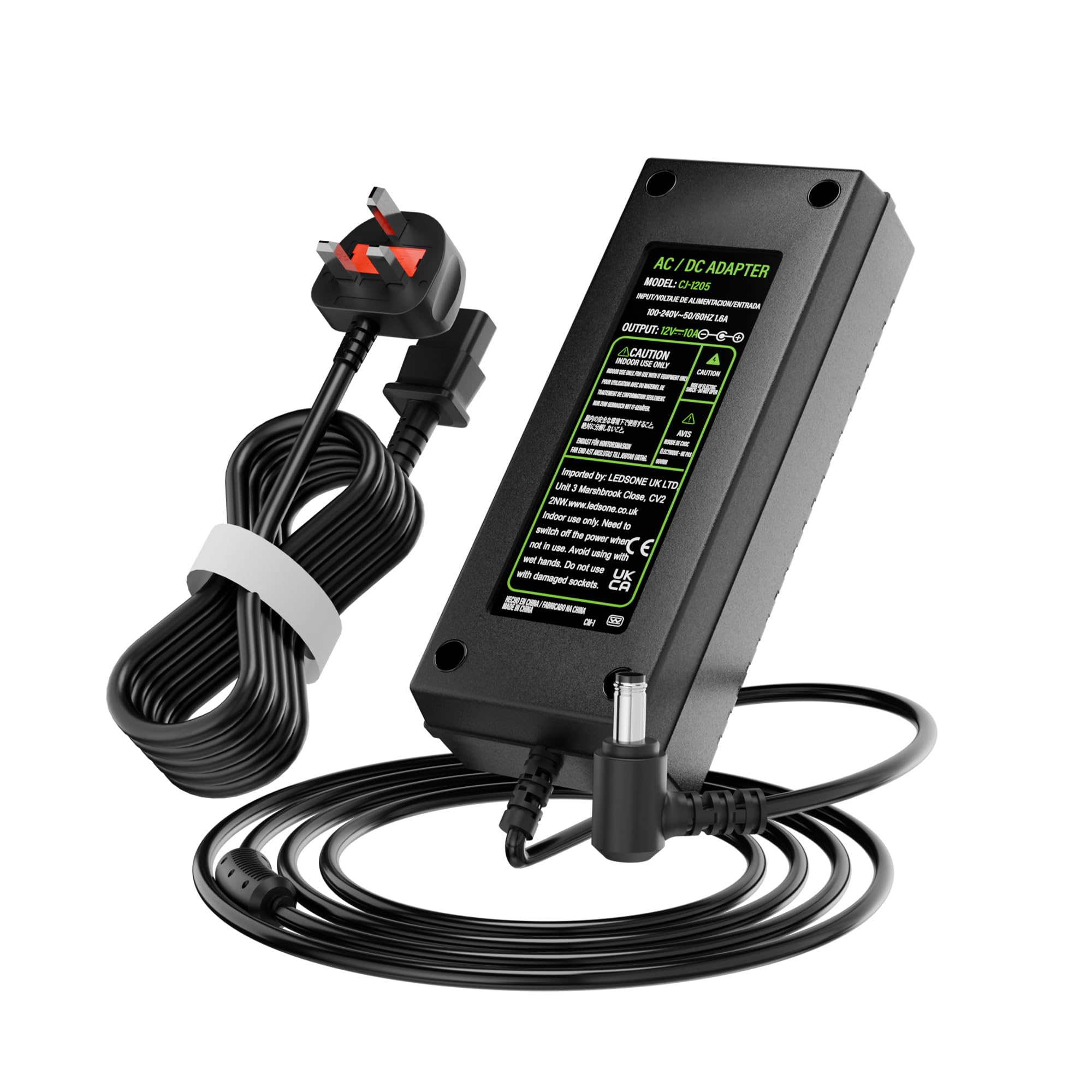 LEDsone 12V DC Power Supply 10A AC 100-240V DC 12V Power Cord Transformer Wall Charger Replacement UK Plug 5.5 mm x 2.1 mm Jack for LED Strips, CCTV Cameras (10A)-image-31