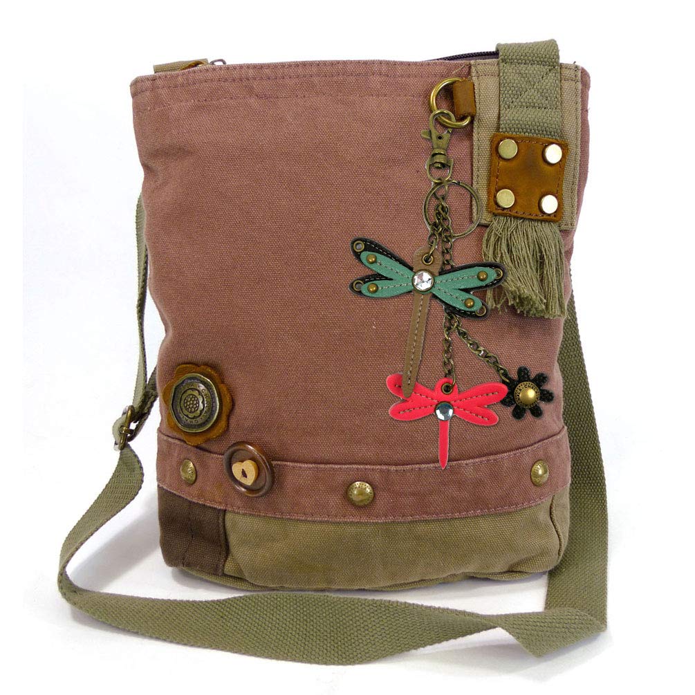 CHALA Patch Cross-Body Women Handbag, Canvas Messenger Bag Olive, Metal Charming Cross - Oliv, Medium — view 3