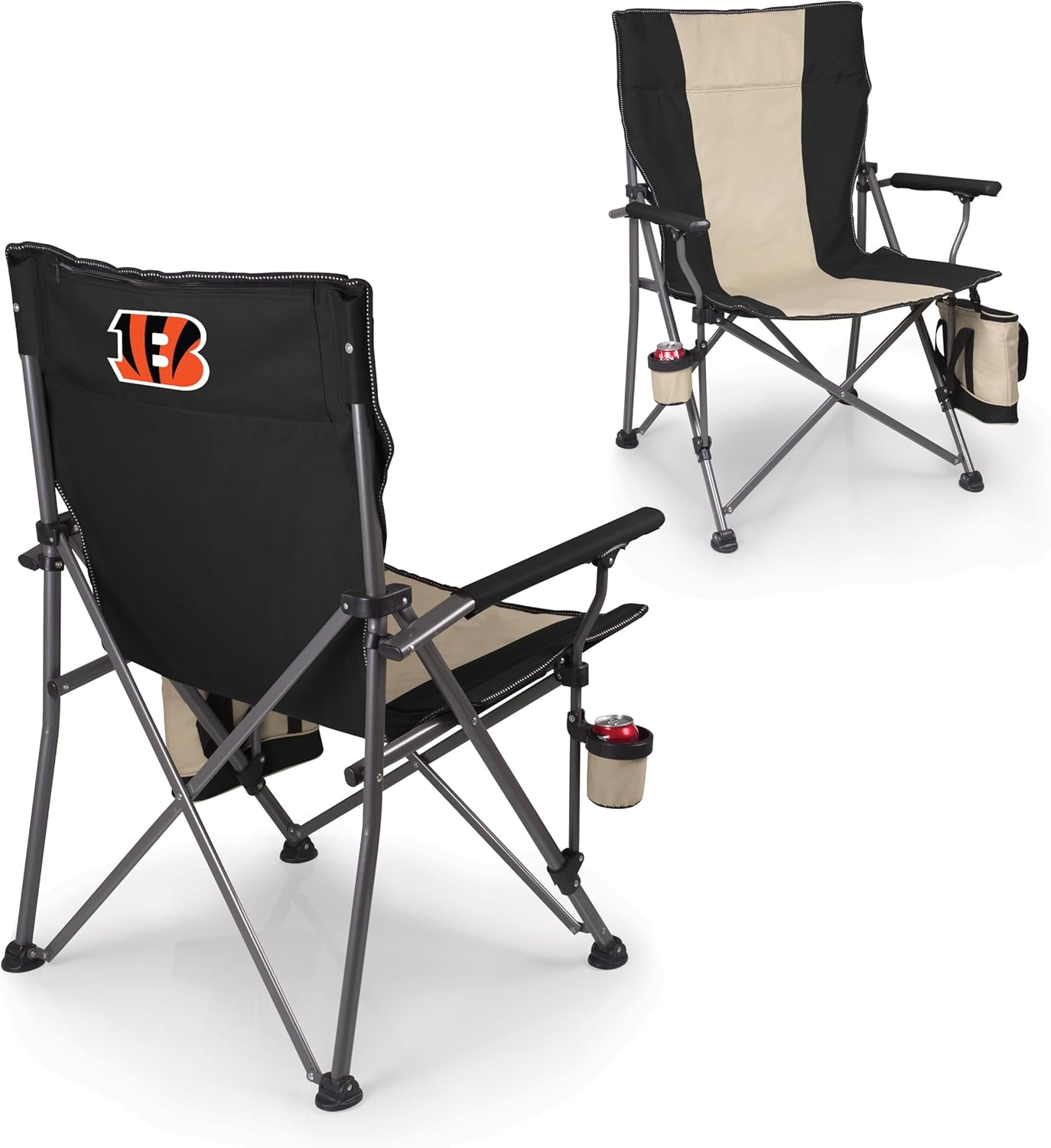 Picnic TIME NFL Cincinnati Bengals Big Bear XXL Camp Chair with Cooler, Heavy Duty Beach Chair, 500 lb Capacity Camping Chair with Carry Bag, (Black)