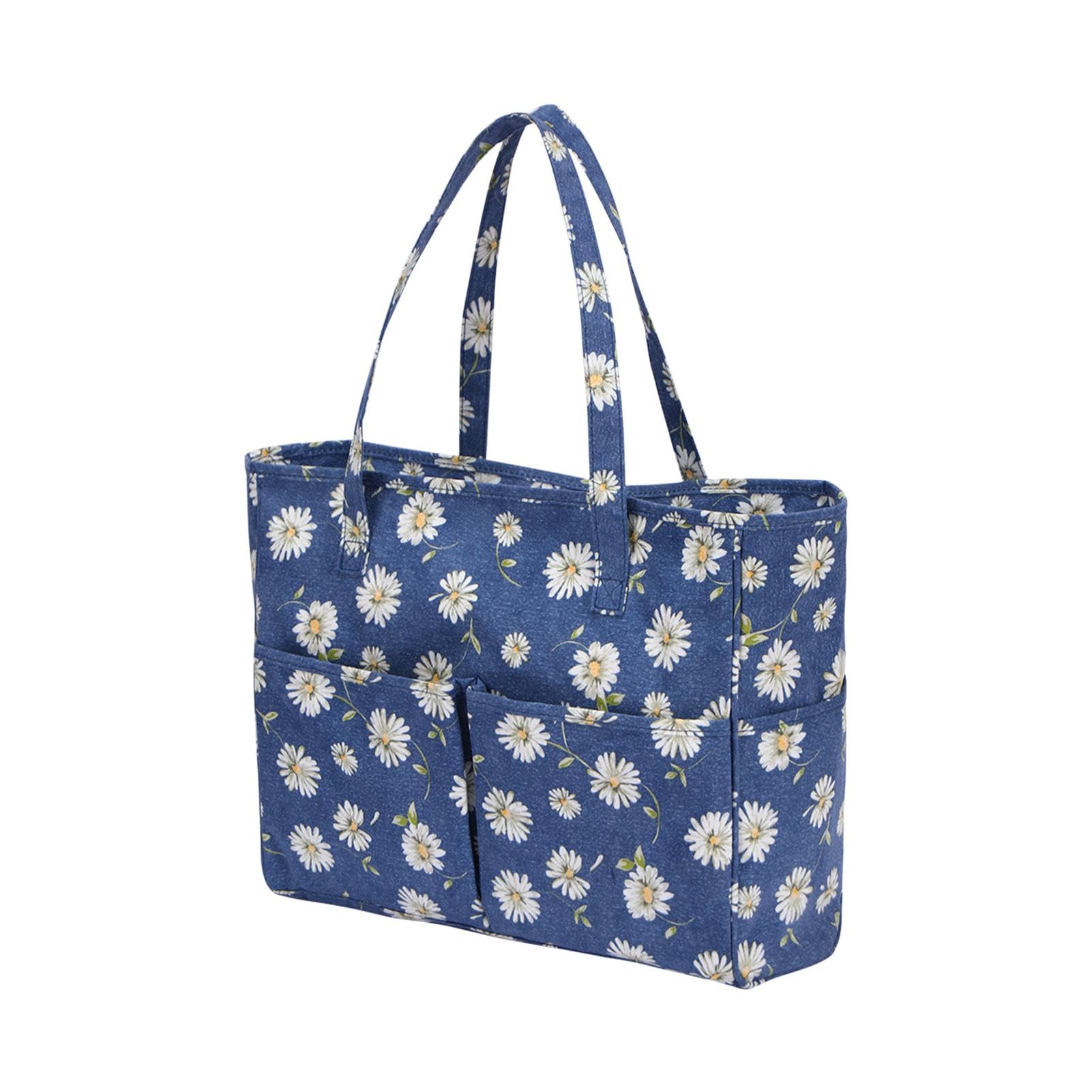 Knitting Tote Bag, Craft Storage Solution for Crochet, Sewing, Lightweight, Waterproof with Multiple Compartments