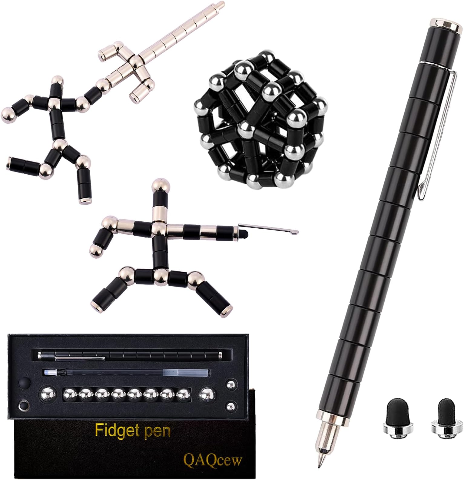 QAQcew Fidget Pen, Decompression Magnetic Fidget Toy Pen, Magnet Pen Fidget Toy Relieve Pressure Novel Toy Gift for Kids or Friends! (Black)
