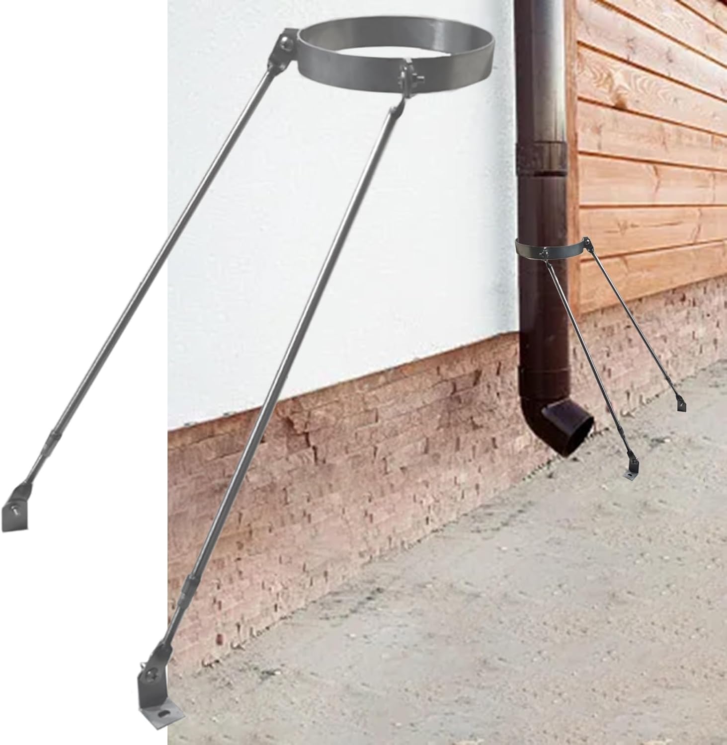 Stainless Steel Pipe Mounting Bracket for Chimney, Stove & Drainage Pipes - Wall/Roof/Floor Support Kit with Screws - 6 5/16" (160mm) Tube Fixing Solution