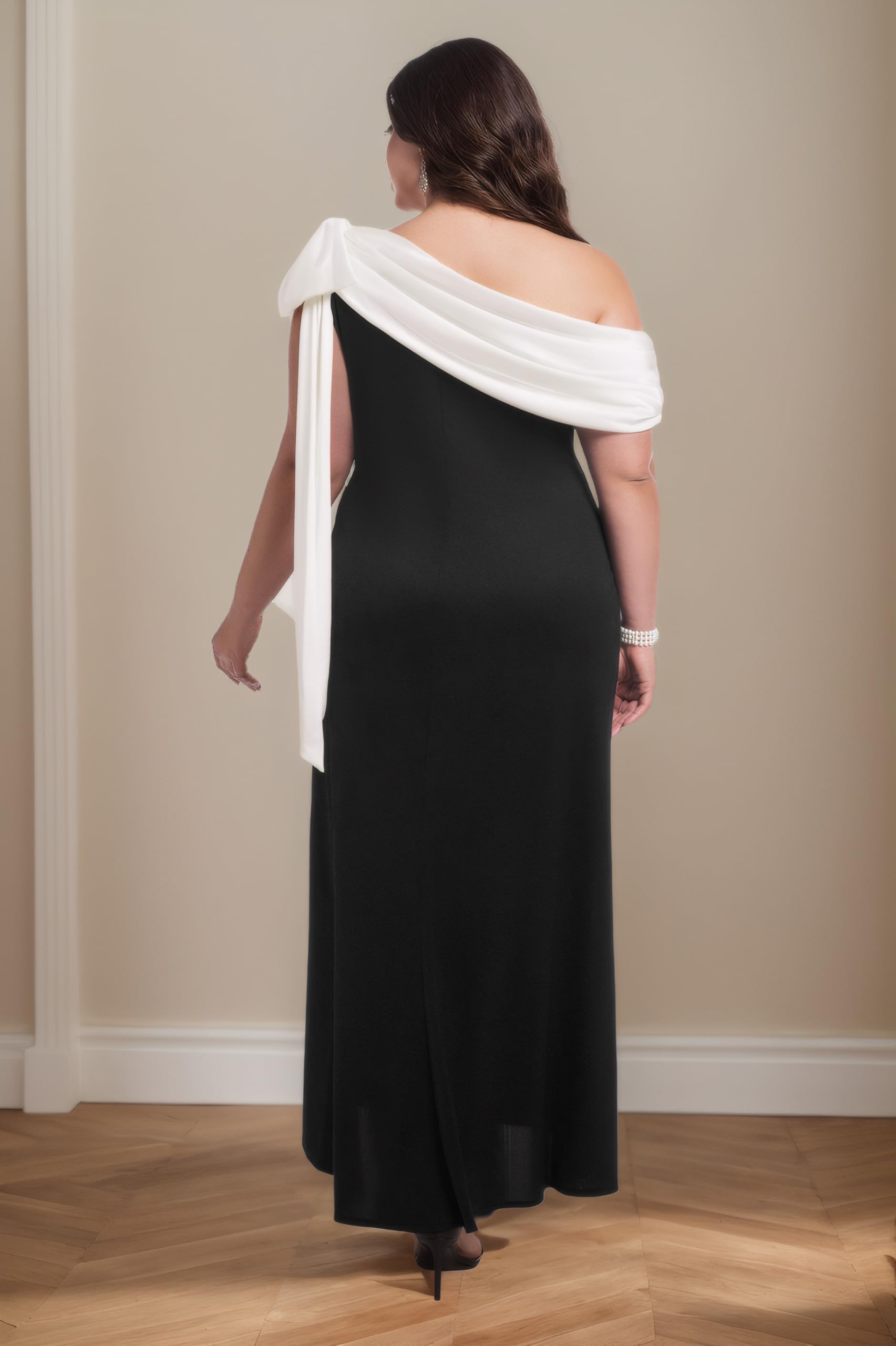 BABEYOND Vestido formal para mujer, talla grande, color negro, vestido de graduación, vestido de noche con un hombro, vestido de cóctel para invitados de boda