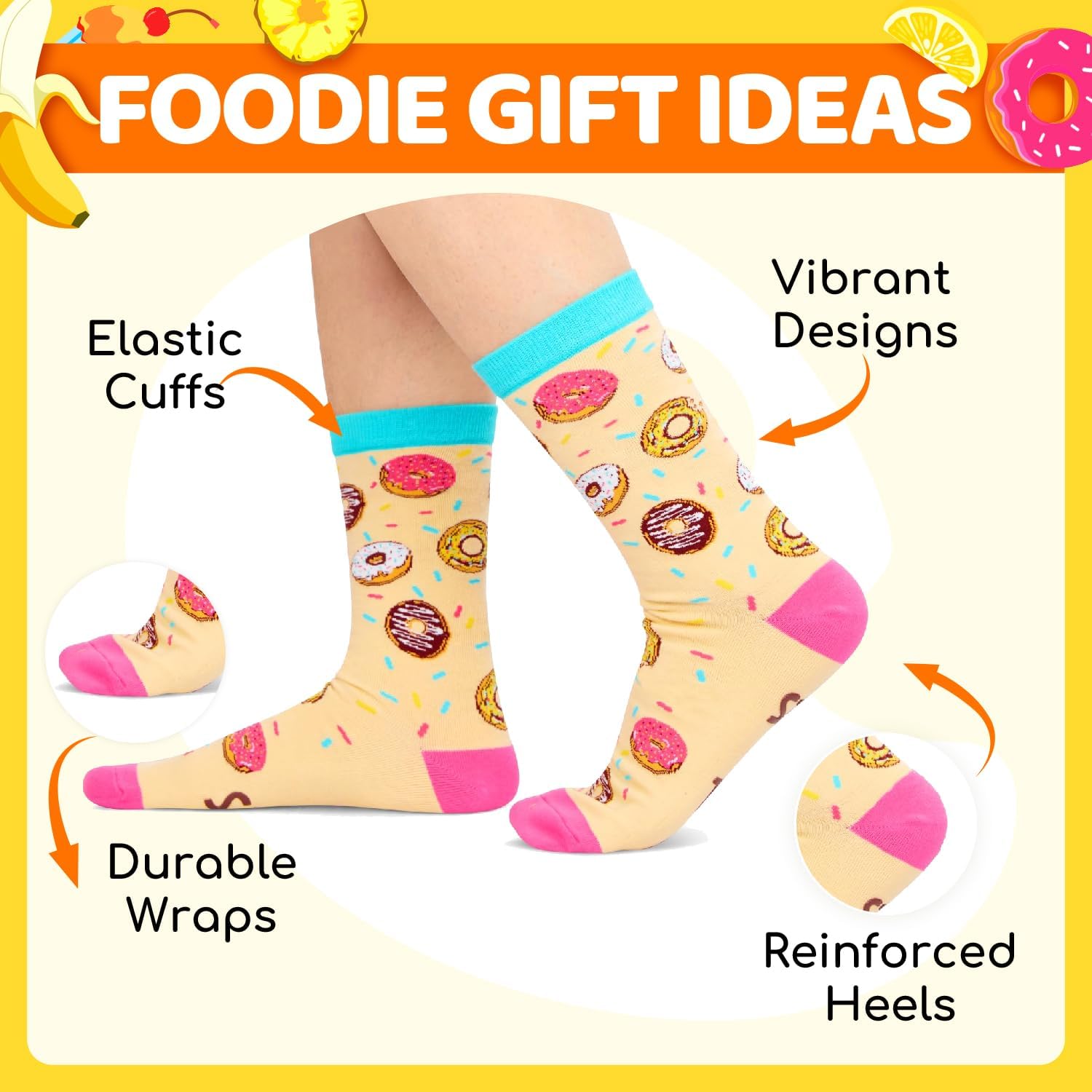 HAPPYPOP Funny Socks for Women - Pickle Popcorn Gifts, Donut Socks for Teen Girls - Image 4
