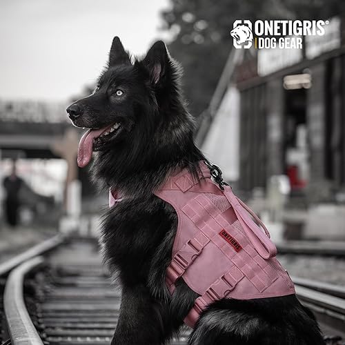 Vista 76 de OneTigris Arnés táctico sin tirones para perros pequeños, diseño de malla, chaleco transpirable para perros militares, chalecos Molle con asas