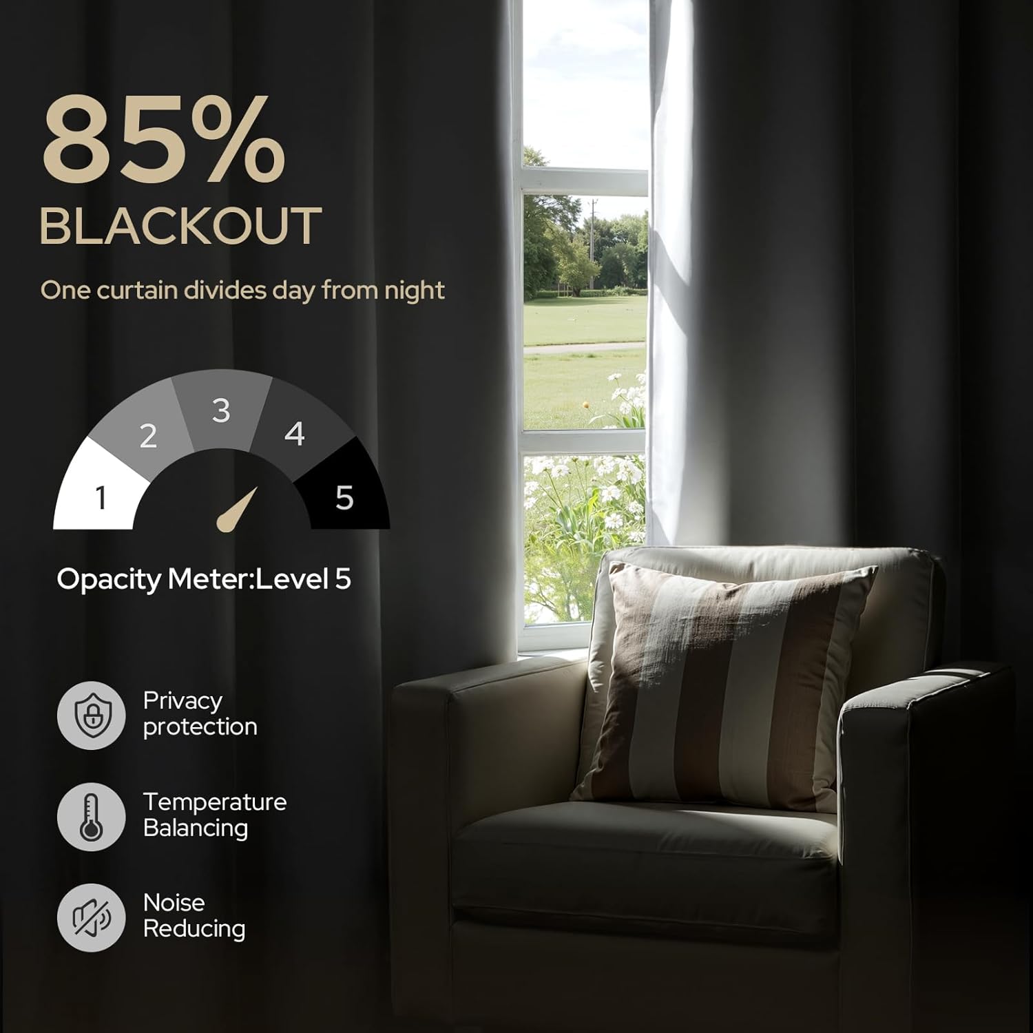 HOMEIDEAS Blackout Curtains for Bedroom 52 X 96 Inch Long 2 Panels Set Light Grey/Gray Room Darkening Curtains/Drapes, Soundproof Thermal Grommet Window Curtains for Living Room