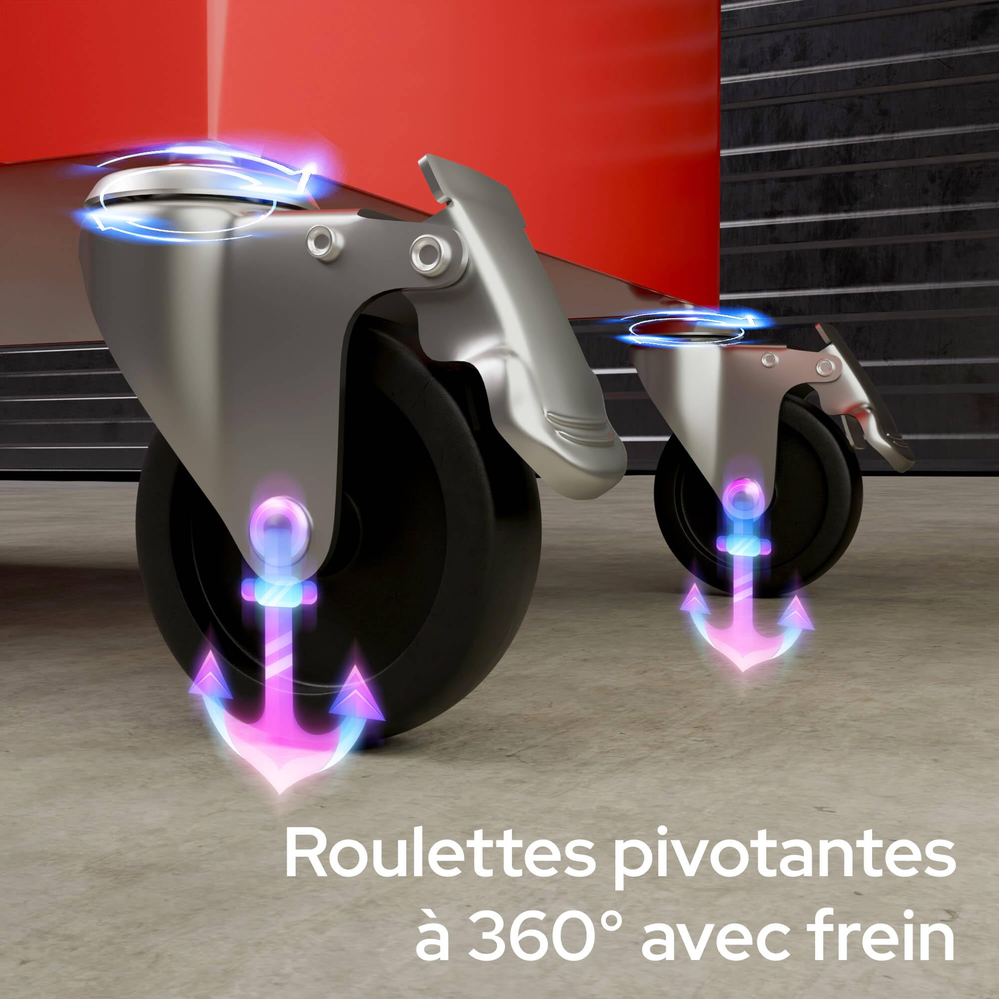 AREBOS Servante d'atelier 4 Compartiments | avec 81 pièces d'outils | Chariot à Outils | équipé | Tapis antidérapants | Interlock | 2 roulettes avec Frein de stationnement | Rouge