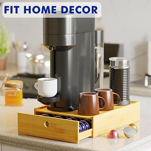 Miniatura 4 de New England Stories Soporte para cápsulas de café compatible con cápsulas Nespresso Vertuo, cajón de almacenamiento de cápsulas de escritorio