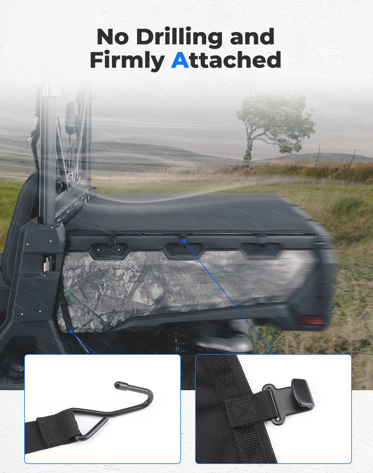KEMIMOTO Housse de lit cargo imperméable compatible avec CFMOTO UFORCE 1000/1000 XL 2019-2024, housse de tonneau en polypropylène 1000 accessoires