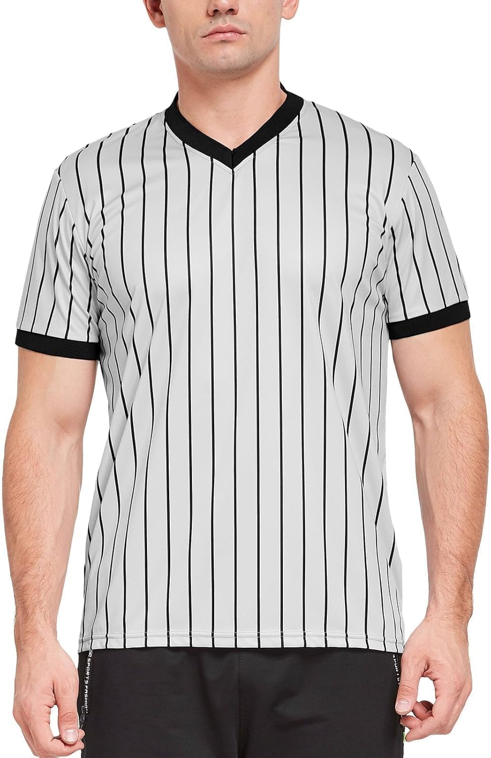 FitsT4 Sports Basketball Officials Grey Wrestling V-Neck Performance Referee Shirt Ref Jersey Uniform - Image 2