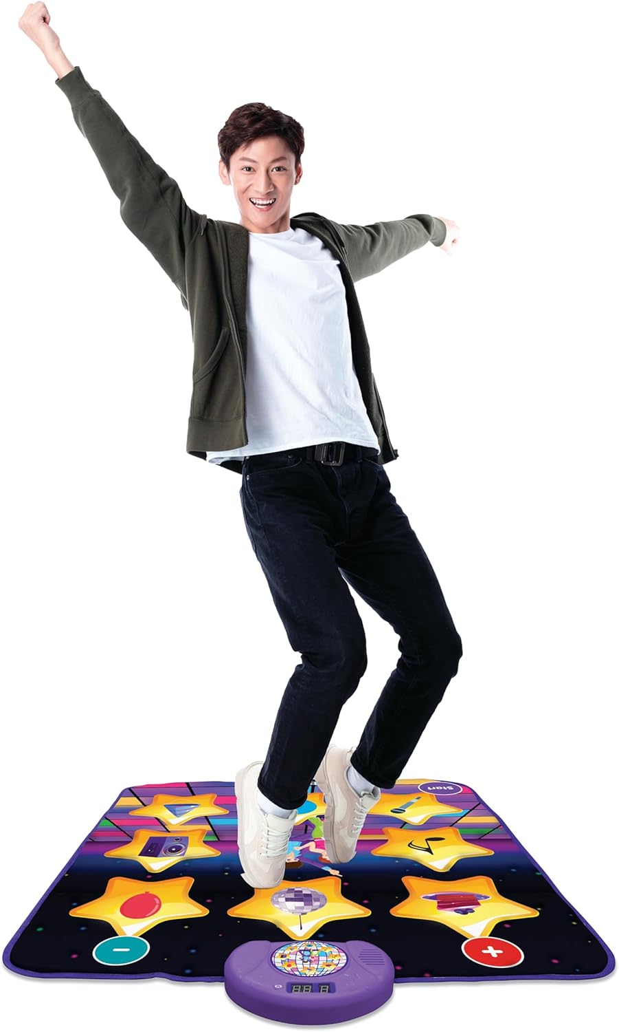 LEXiBOOK, Electronic Dance Floor Mat, Illuminated Keys, Built-in Speaker, Purple/Yellow, DM10