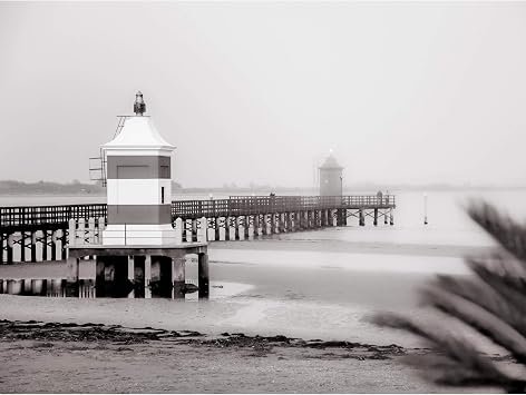 Lignano Lighthouse Italy BW Large Canvas Wall Art Print