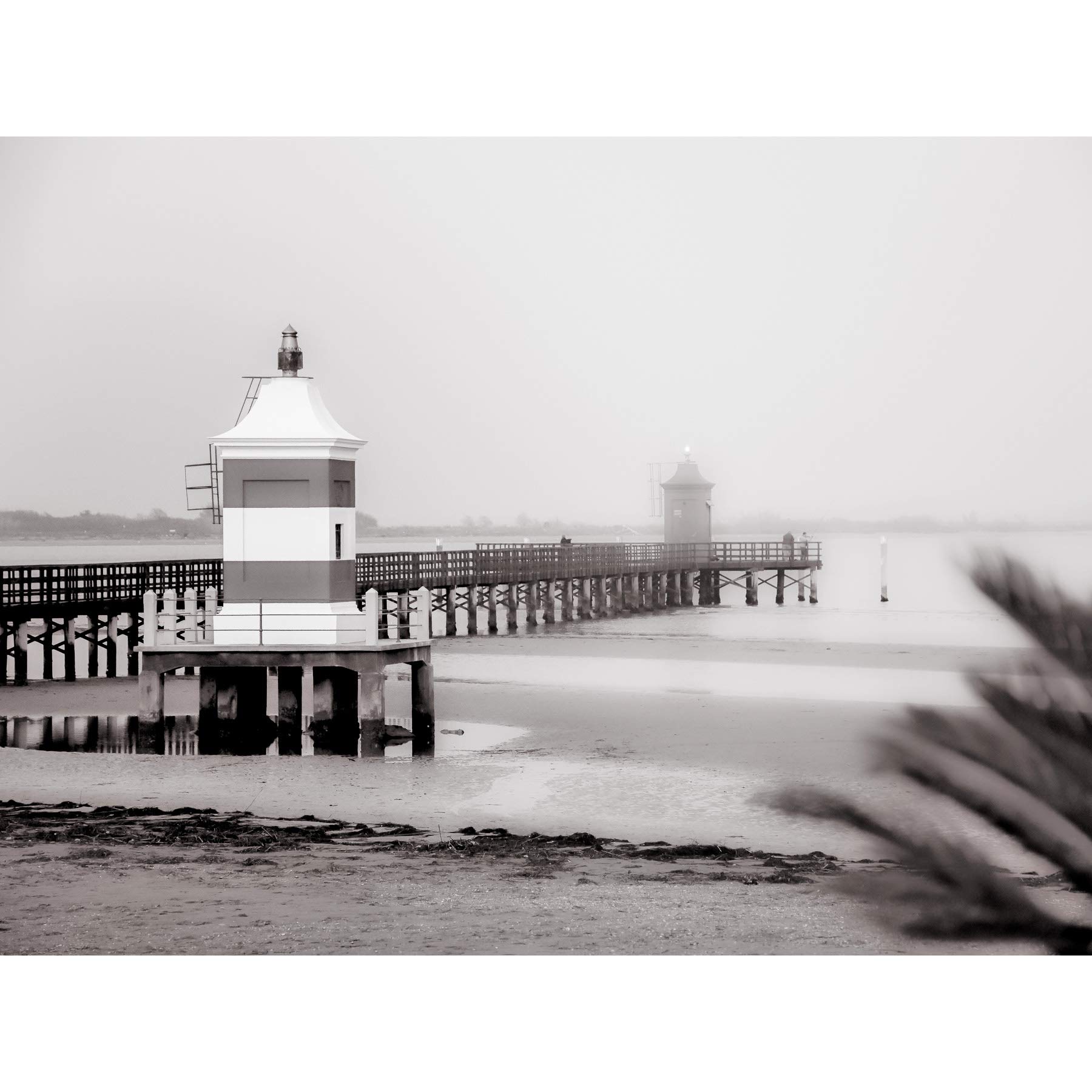 Lignano Leuchtturm Italien, BW, großer Kunstdruck, Wanddekoration, 45,7 x 61 cm