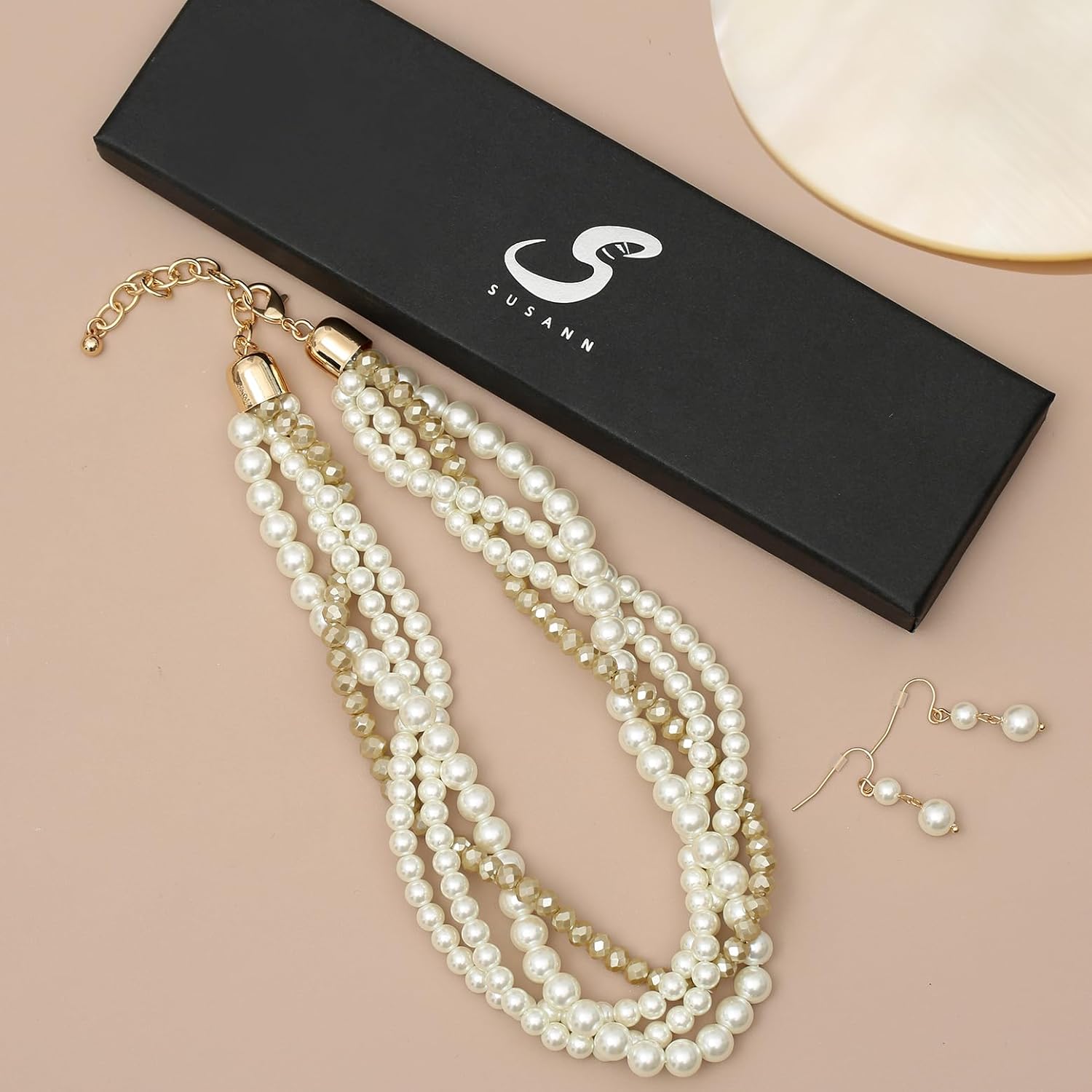 Gold Statement Necklace Costume Jewelry Sets for Women,Aesthetic collar Necklace and Earring Sets Fashion Accessories for Bridal Party - Image 6