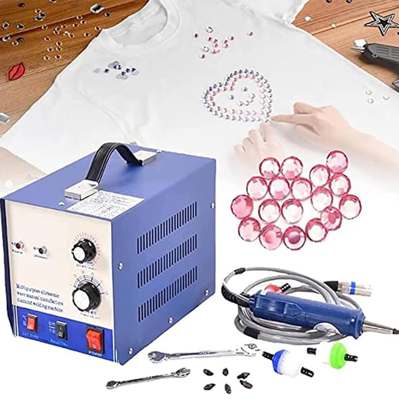 Applicateur de strass, 80 pièces/min Hotfix Outil de fixation des perles, pas besoin de colle pour le pressage de perles et de strass, idéal pour les projets d'artisanat