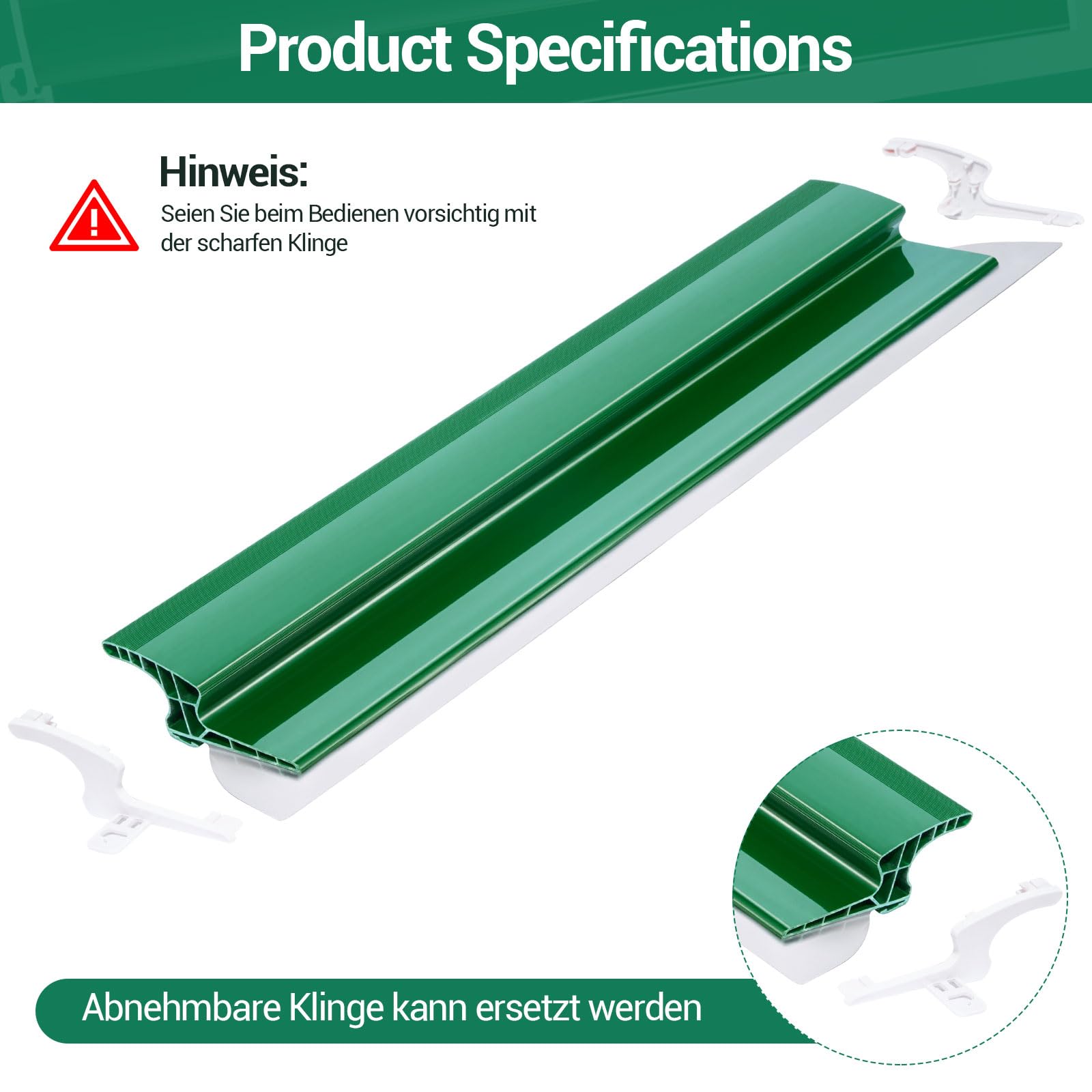 Szpachla do powierzchni 800 mm, szpachelka do fasad z ergonomicznym uchwytem Z, ostrze ze stali nierdzewnej 0,5 mm, szpachelka ścienna do suchej zabudowy, tapeta