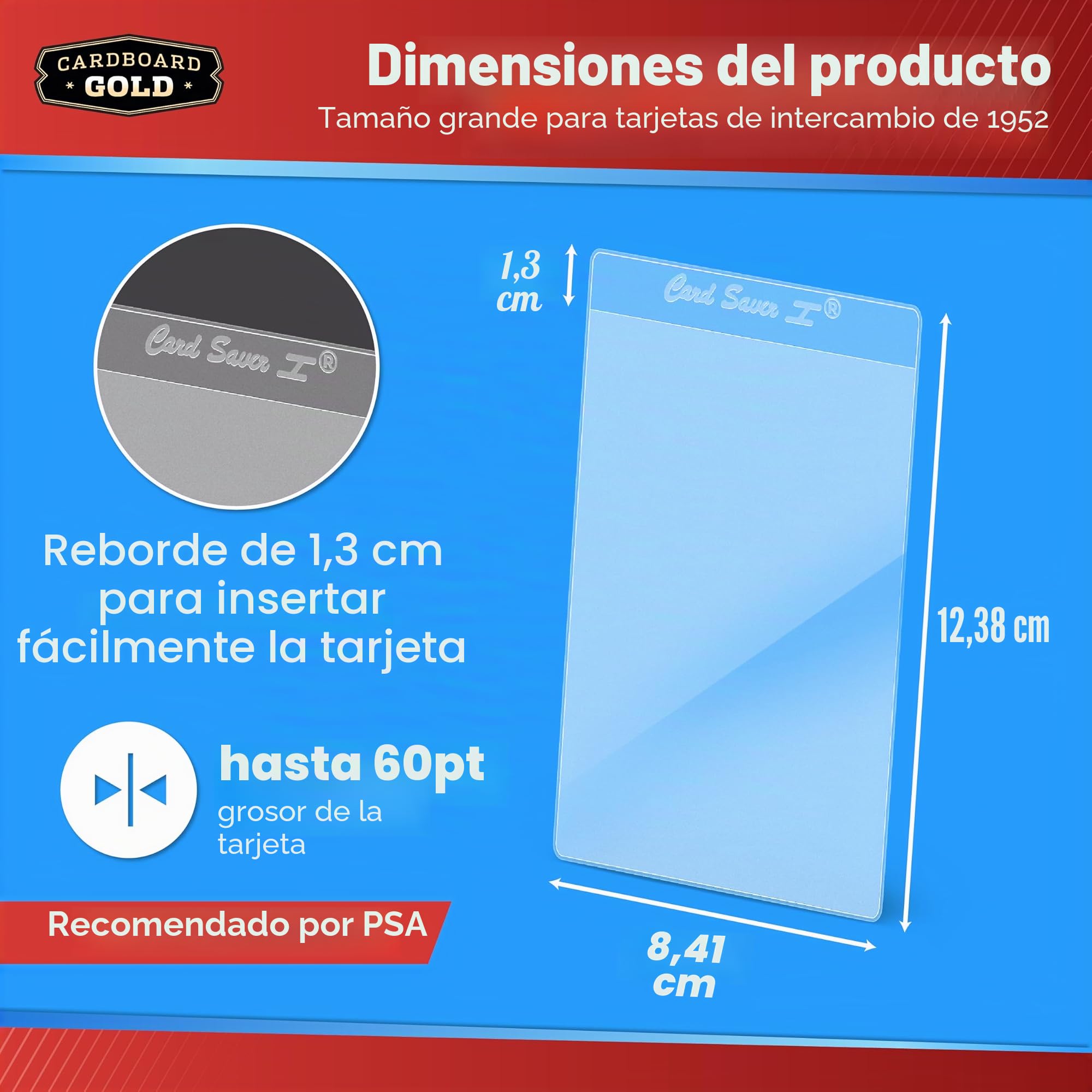 Cardboard Gold Tarjetero semirrígido, protectores de tarjetas de intercambio, aprobado por PSA para béisbol, intercambio, tarjetas deportivas, fundas para tarjetas, carpeta y caja de almacenamiento