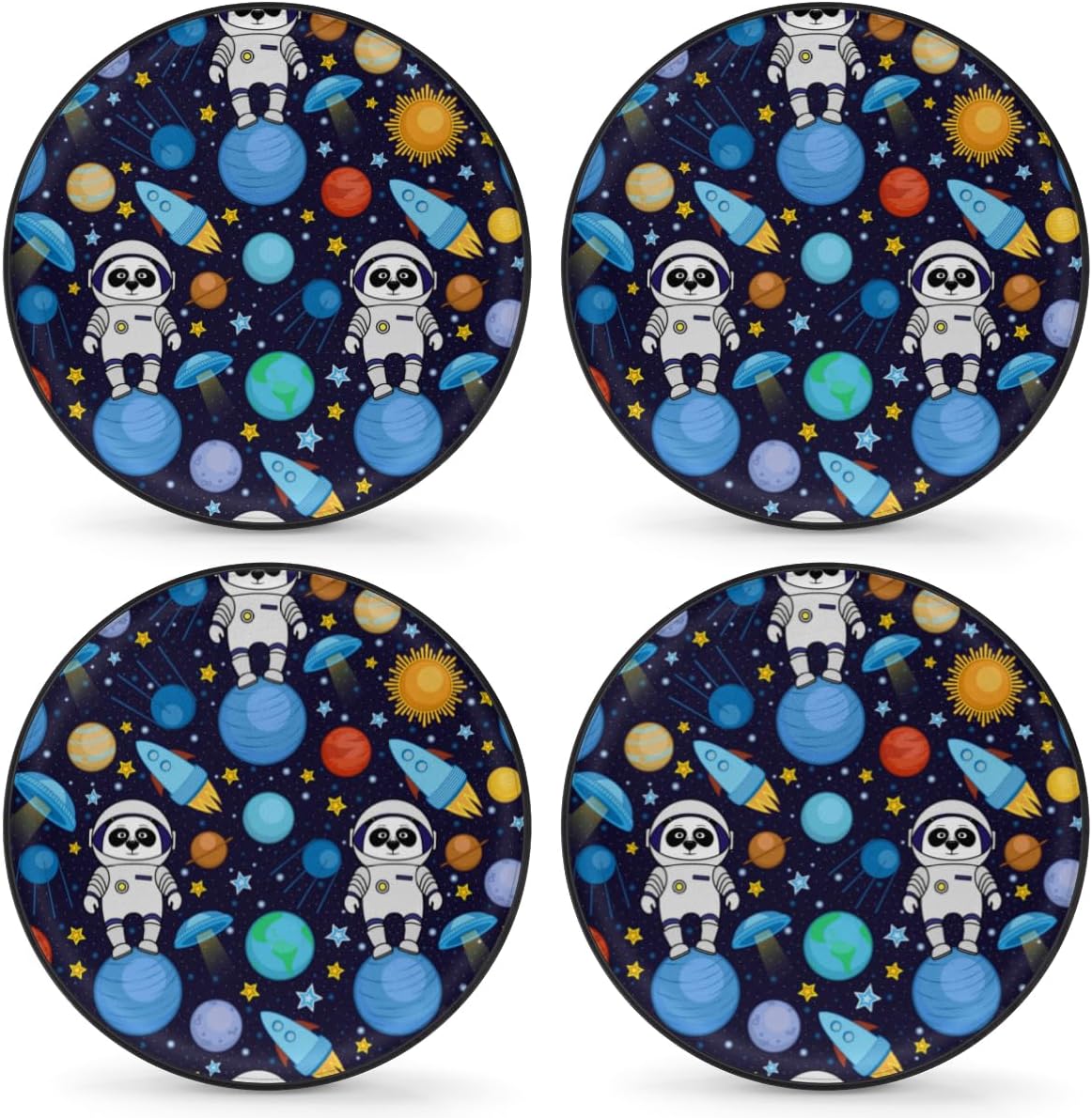 Earth Cartoon Tire Covers Portable Spare Tire Cover Soft Durable Waterproof Dustproof Set of 4 Bags 15 Inches for Car Truck SUV Trailer Camper