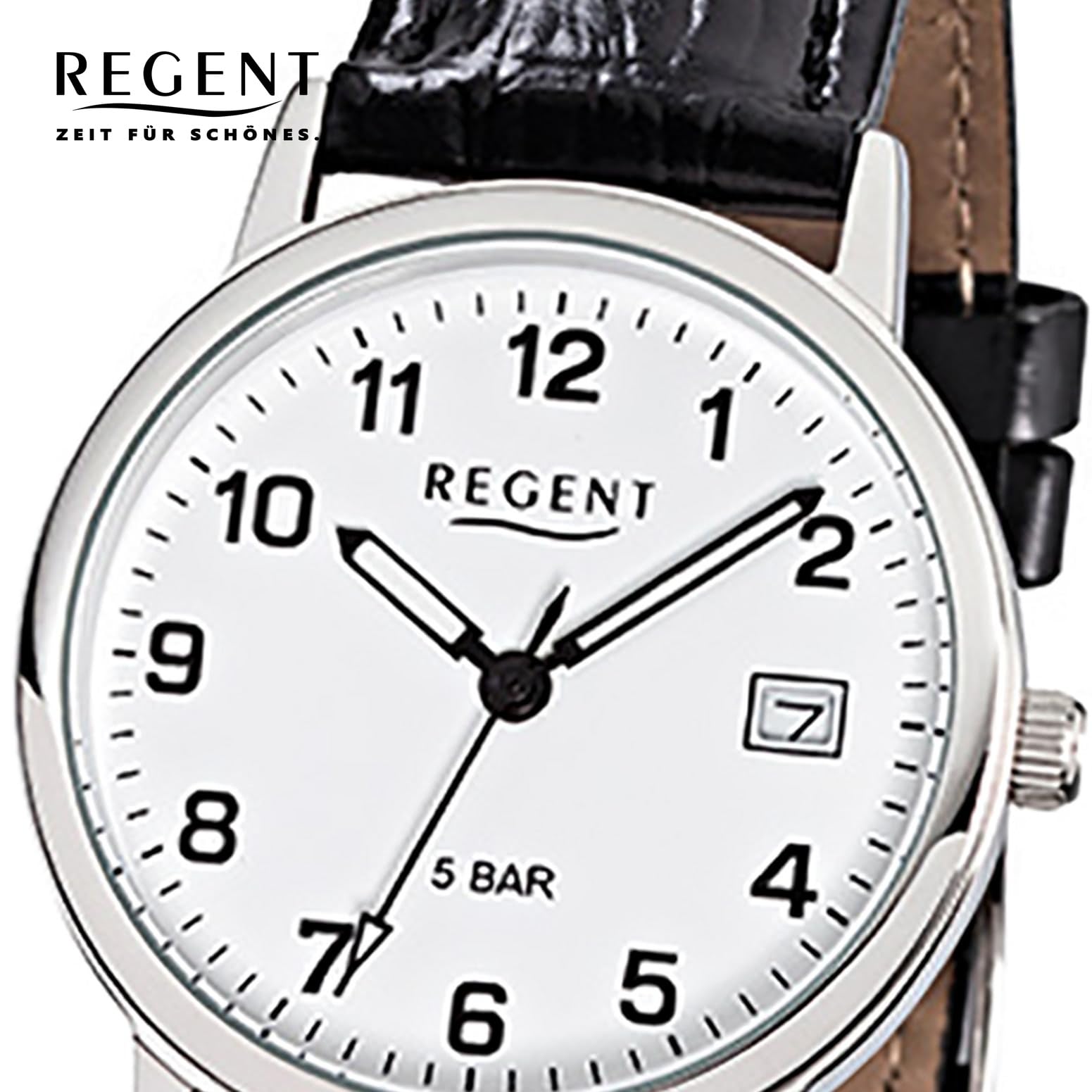 Regent Herrenarmbanduhr 1595.40.19 Edelstahl Leder F791