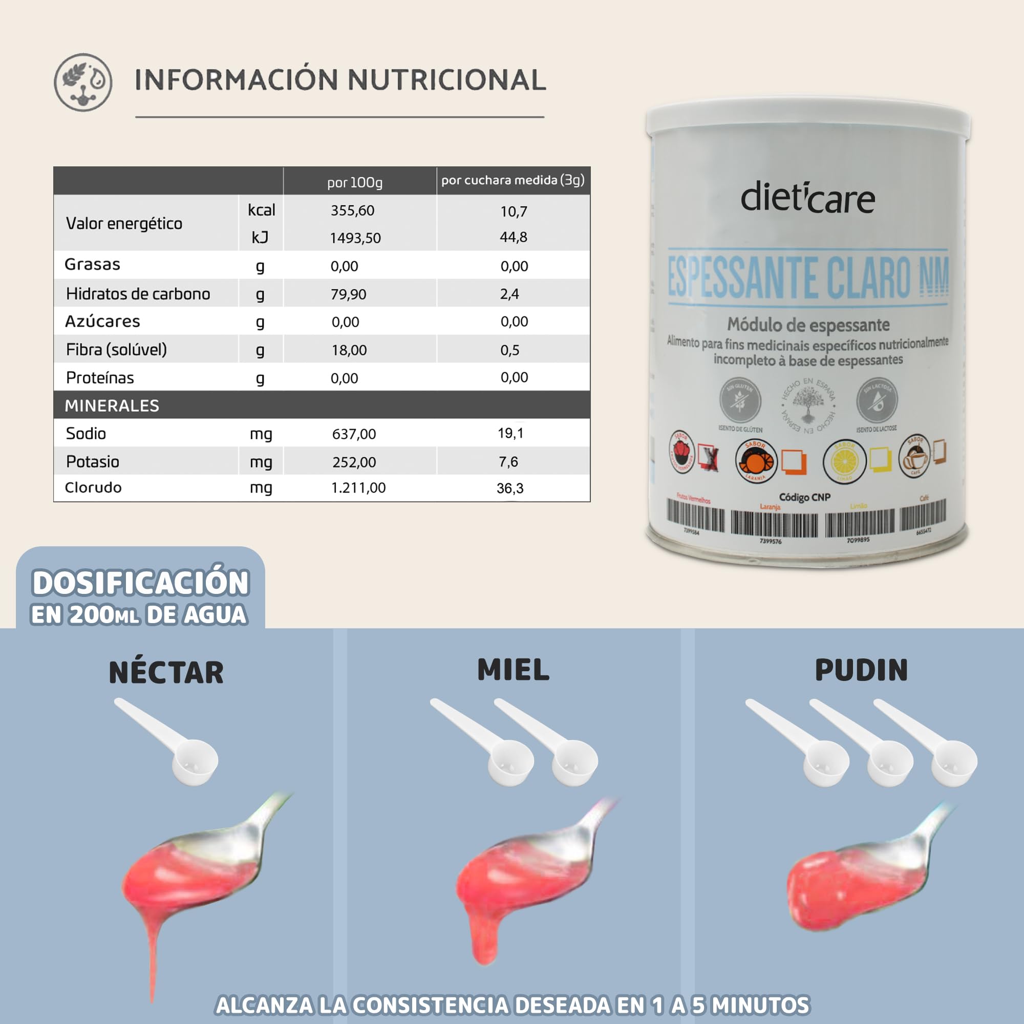Espesante Claro NM Frutos Rojos 400g - Goma Xantana en Polvo | Para Disfagia y Nutrición Oral, Sin Gluten, Sin Lactosa ni Azúcar, Apto para Diabéticos