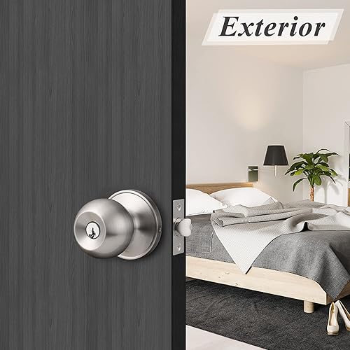 Miniatura 2 de Probrico - Pomos de entrada con llave de níquel satinado, Plateado