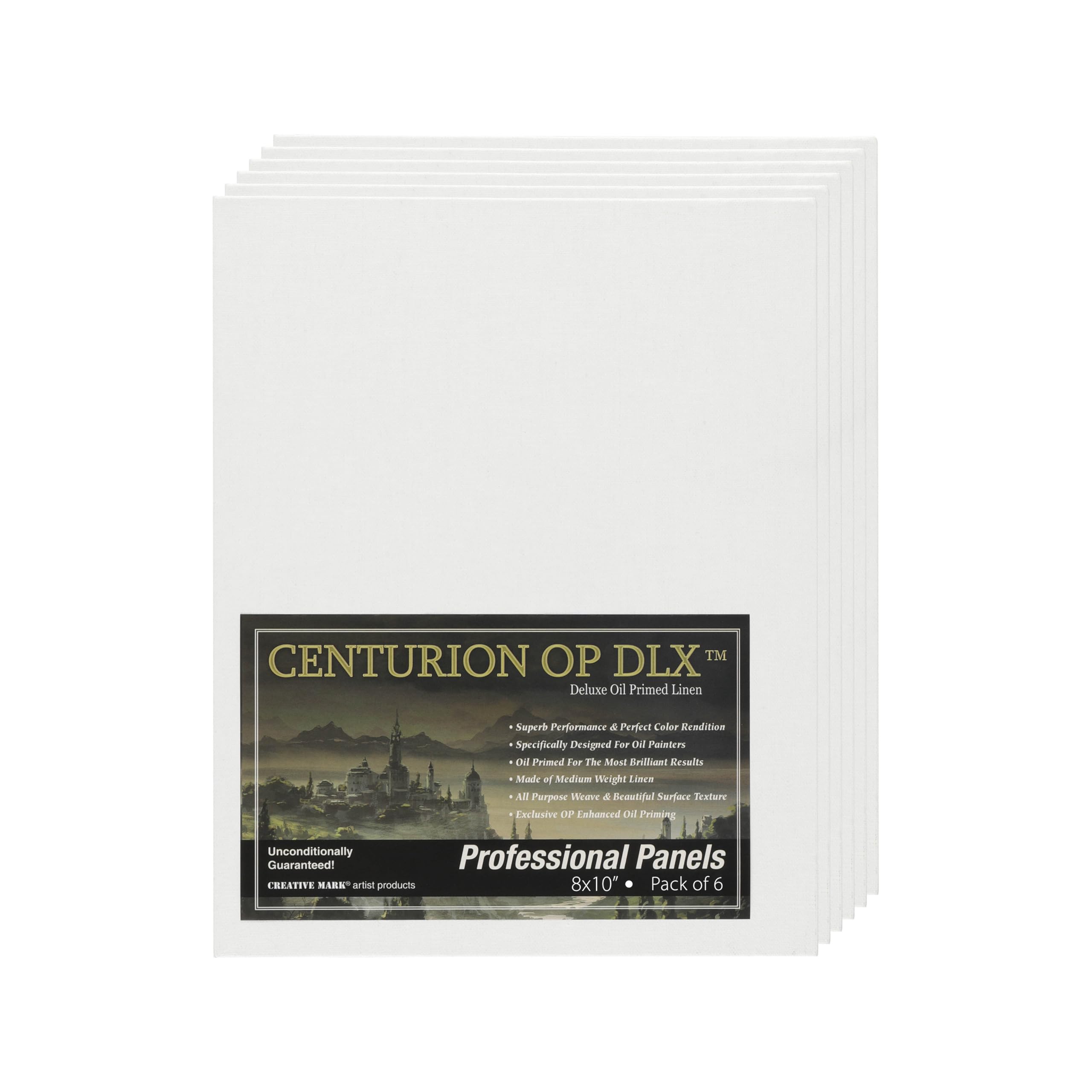 Centurion deluxe professional oil primed archival linen panels - enhanced oil priming for superb performance & color retention - [6 pack - 8x10]