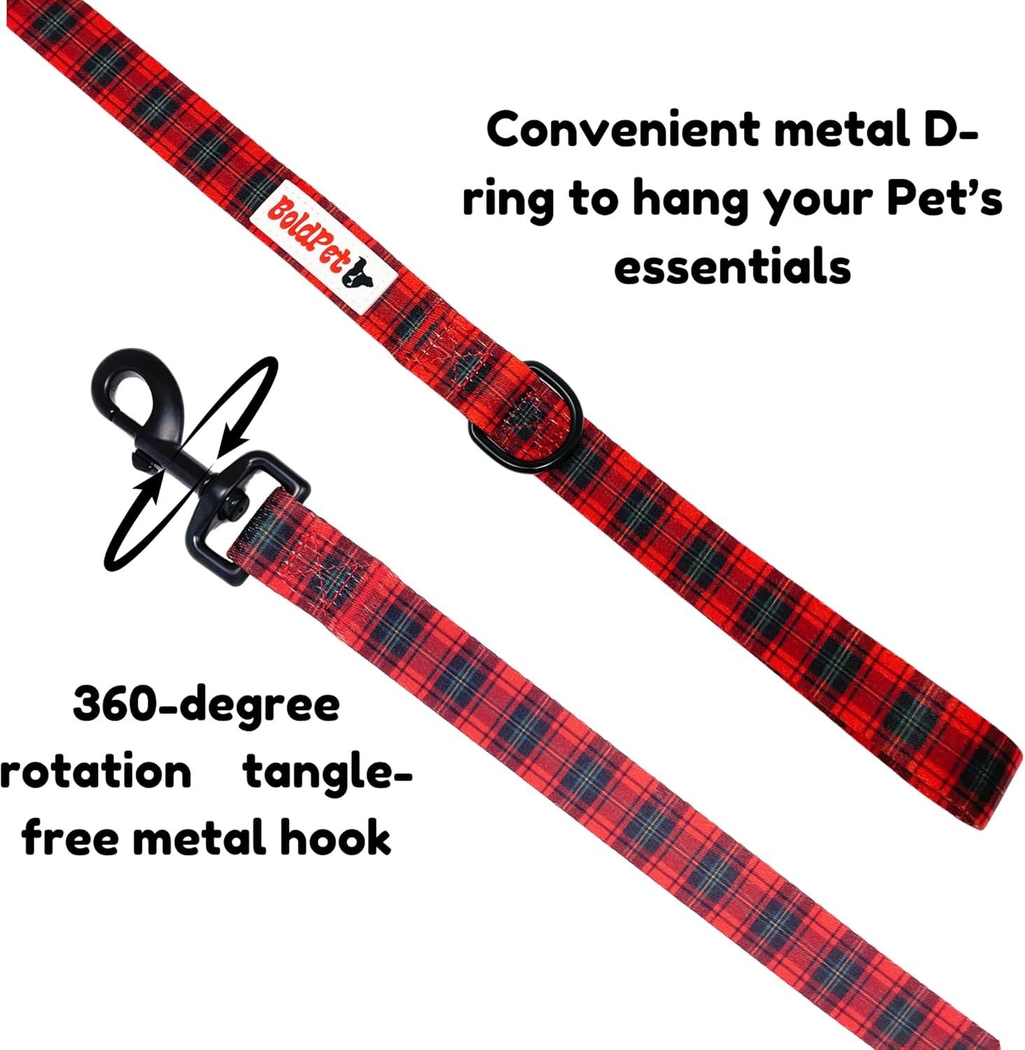 Dog Collar and Leash Set - Durable Polyester Material -Adjustable Collar-Safe Metal Buckle-Cute Plaid Dog Leash and Collar Set for Small, Medium and Large Dogs image 5 of 7 B0DHGFGRYG