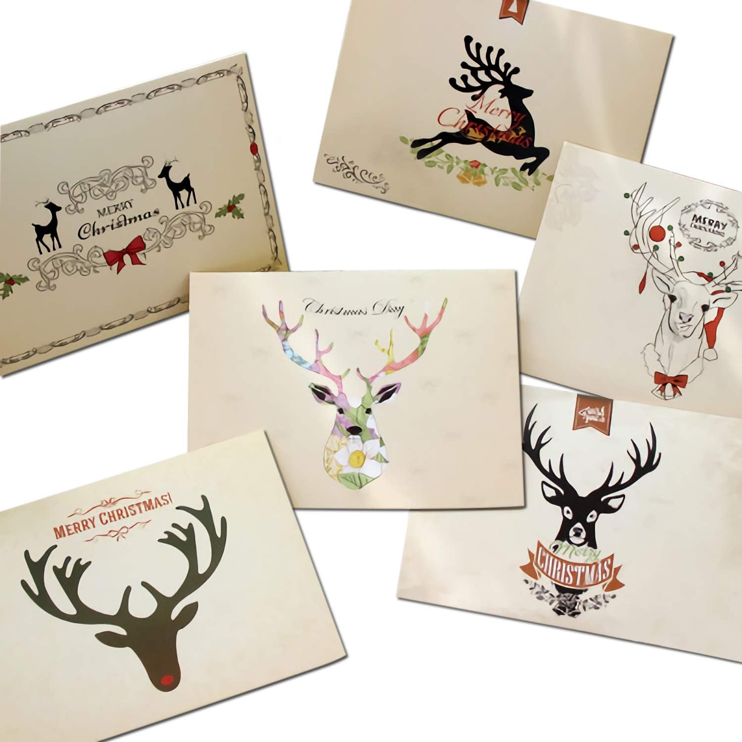 8 PCS Merry Christmas Holiday Greeting Cards Bulk Set Assortment