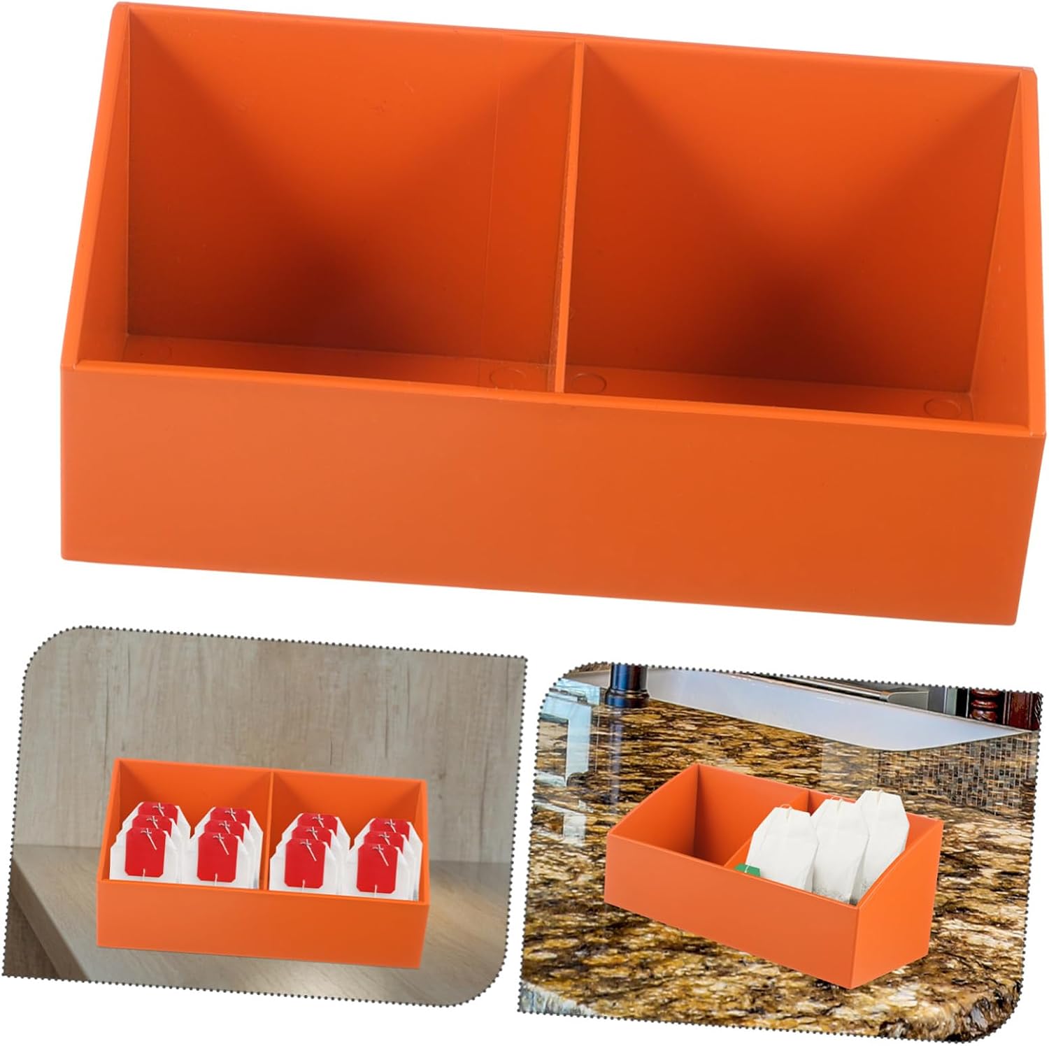 ULTECHNOVO Compartment Tea Bag Holder for Coffee and Sugar Bags Orange