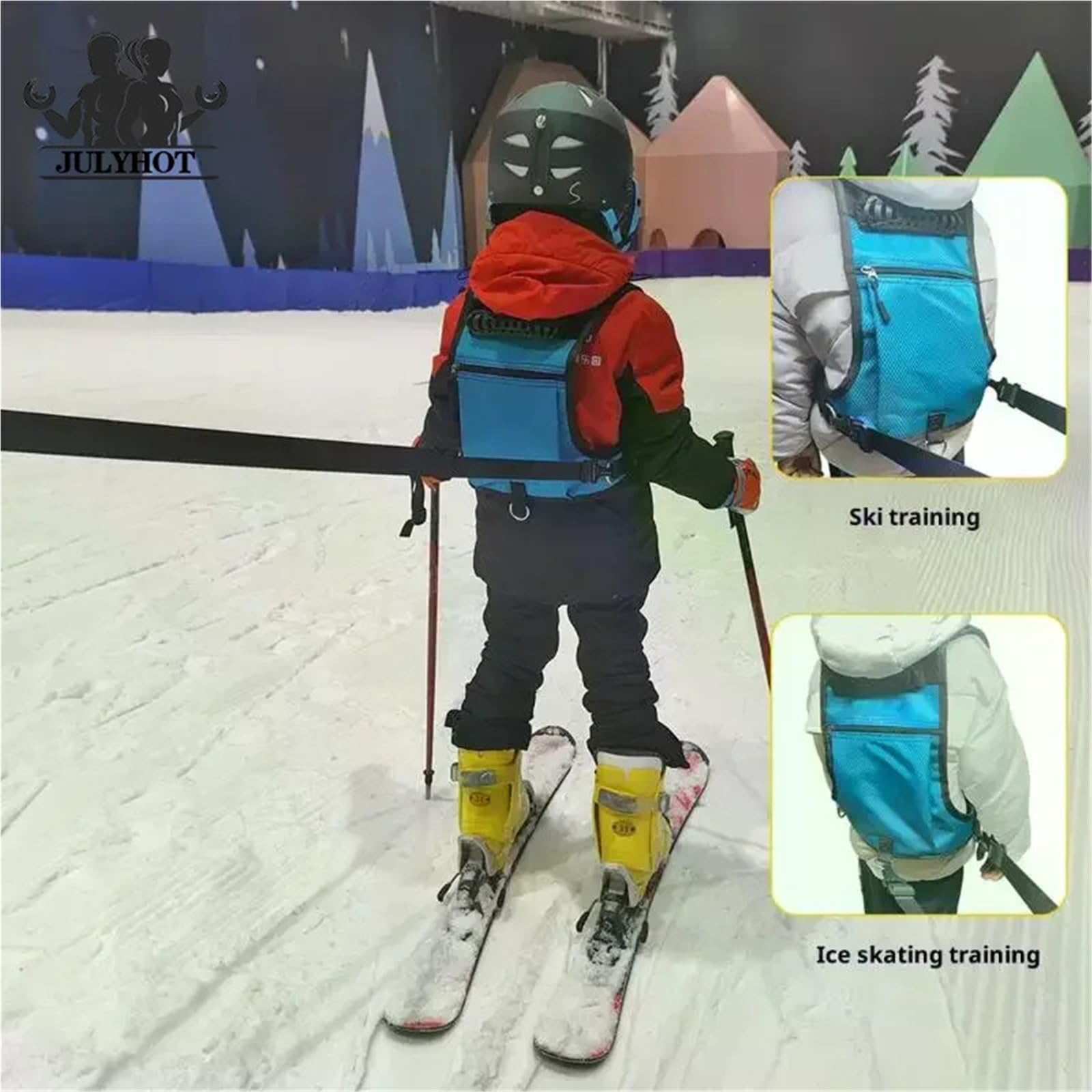 Lot de 2 harnais de ski pour snowboard avec sac à dos, ceinture d'entraînement réglable, laisse de contrôle de vitesse
