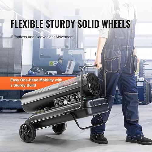 Miniatura 6 de VEVOR Calentador de aire forzado de queroseno, calentador de aire portátil de 175000 BTU con termostato, tanque de 13.2 galones, calentador de alta