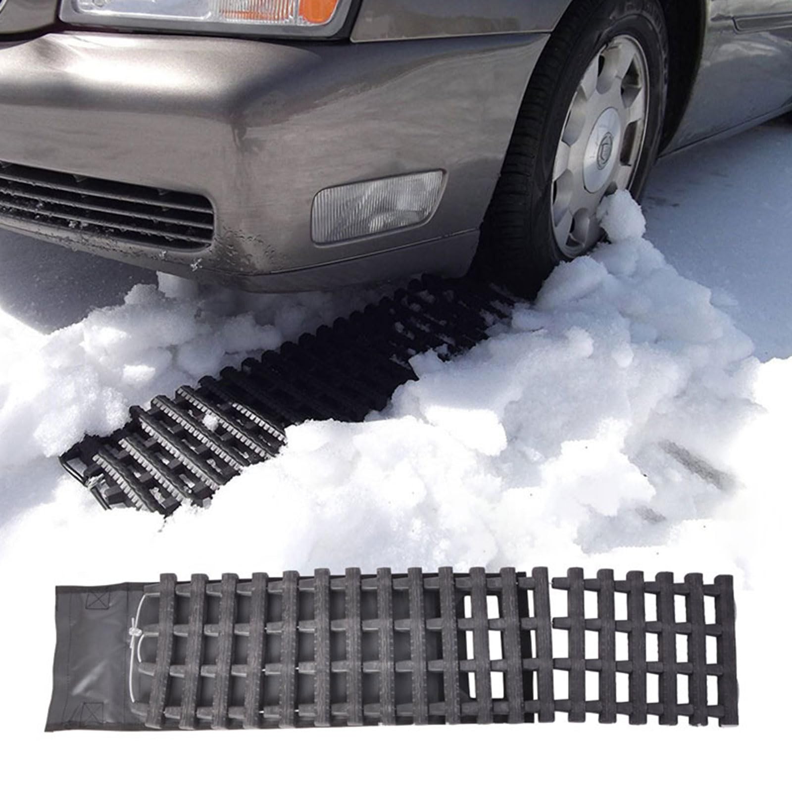 Tappetino antiscivolo per pneumatici auto, 60 cm, alternativa alle catene da neve, installazione senza attrezzi, migliora la presa del veicolo per pioggia, neve e strade fangose