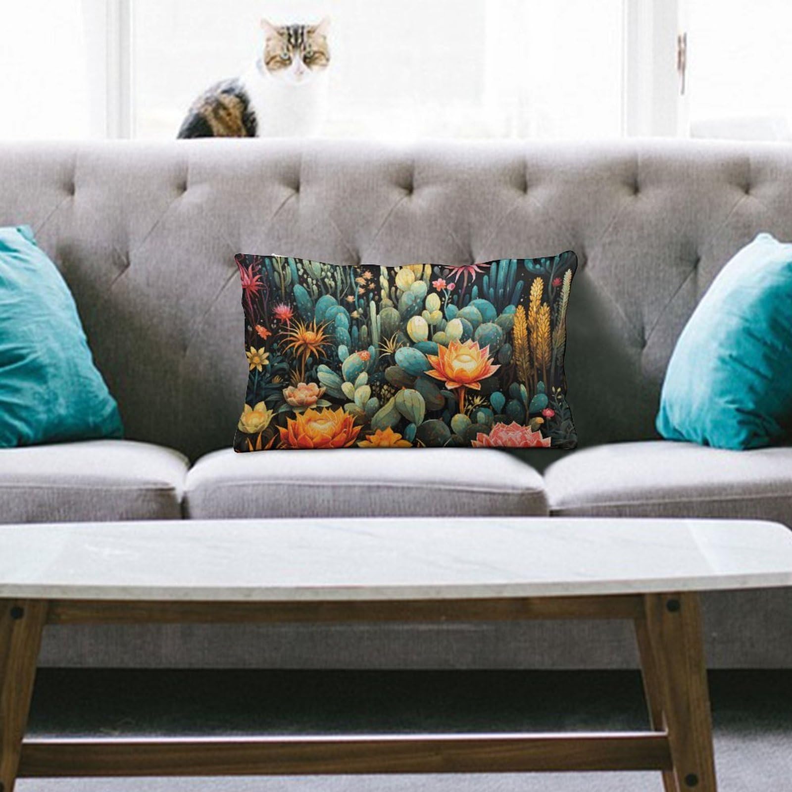NTVOWPZO Decoration Throw Pillow Covers 8"x12" Pillowcases Covers Colorful Cactus Pattern Soft Pillowcases Modern Farmhouse Home Decor Sofa Cushions Covers for Couch Bed Living Room