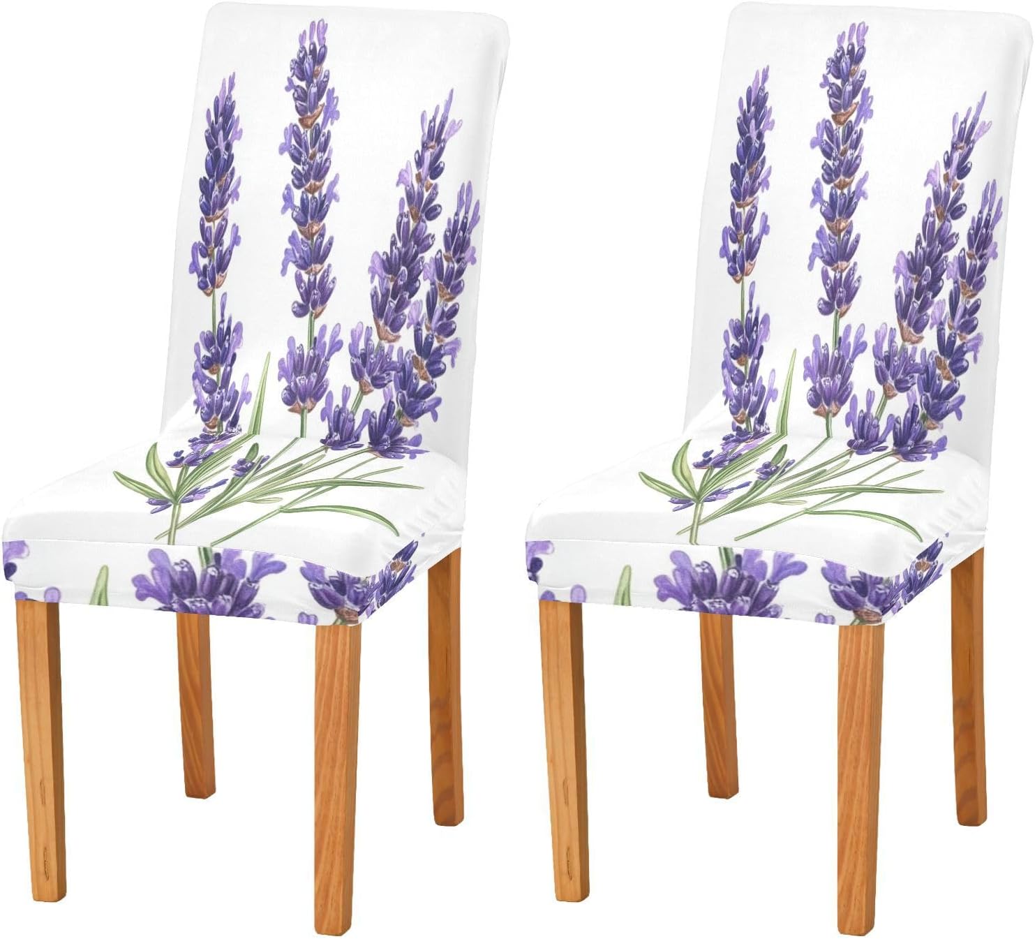 ALAZA Chair Covers for Dining Room, Lavender Flowers Botanical Stretch Chair Cover Sets Chair Protector Removable Washable for Ktichen Restaurant Hotel