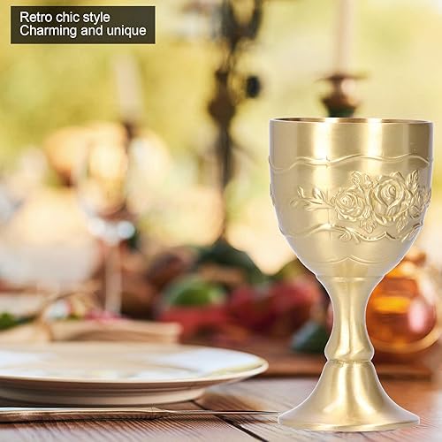 Miniatura 5 de PerGar Copa de cáliz vintage de latón, copa de vino para beber, copa pequeña para té con leche, vino, whisky, regalos y coleccionistas de lujo,
